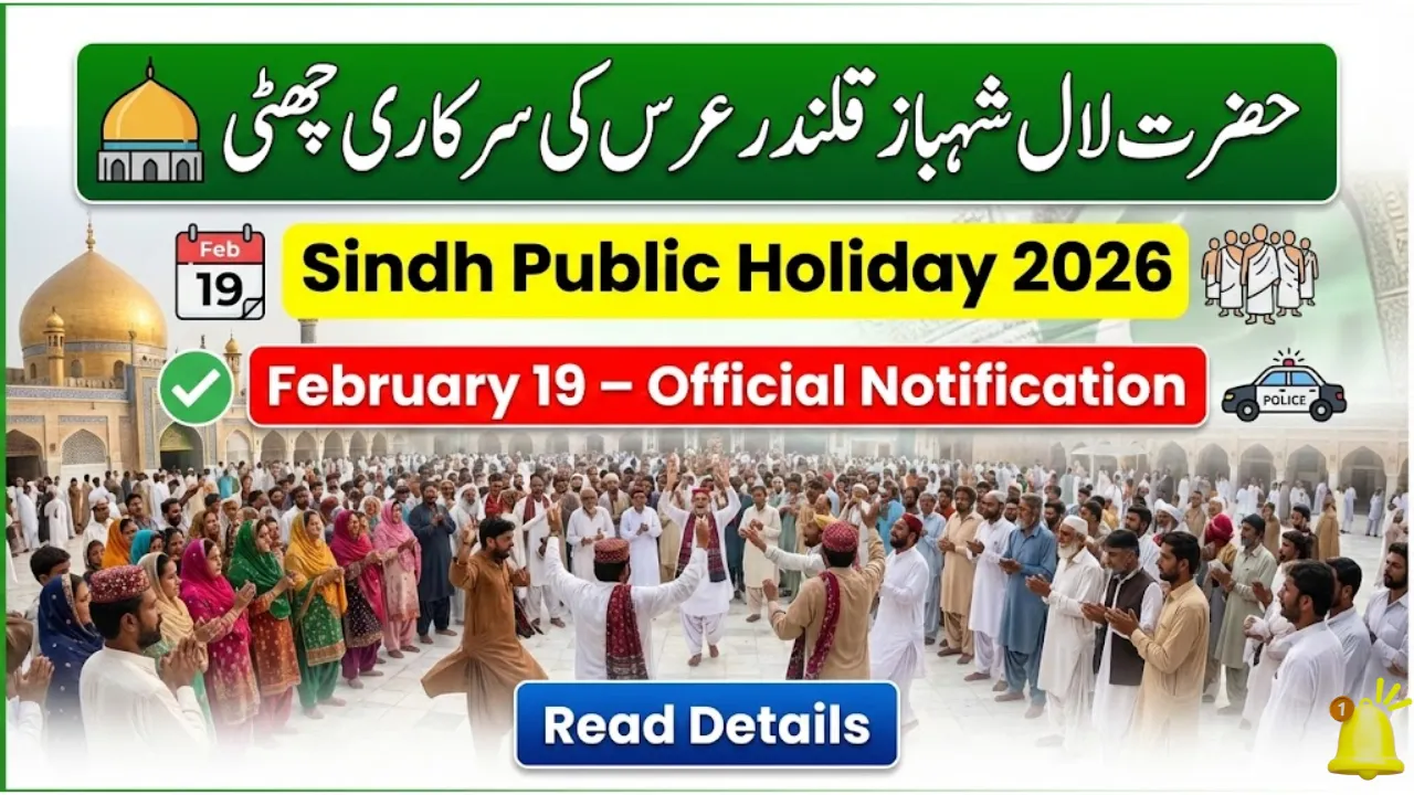 Sindh Hazrat Lal Shahbaz Qalandar Holiday 2026 Notification